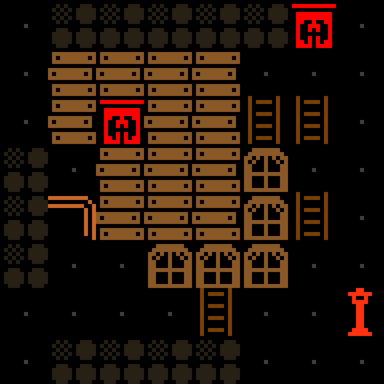 Cell by cell, version 4, haunted mansion, spiral order, 8 by 8 cells.