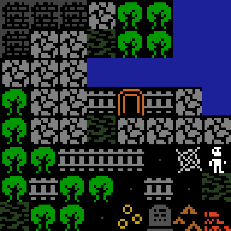 Cell by cell, version 5, jungle temple, clustered order, 8 by 8 cells.
