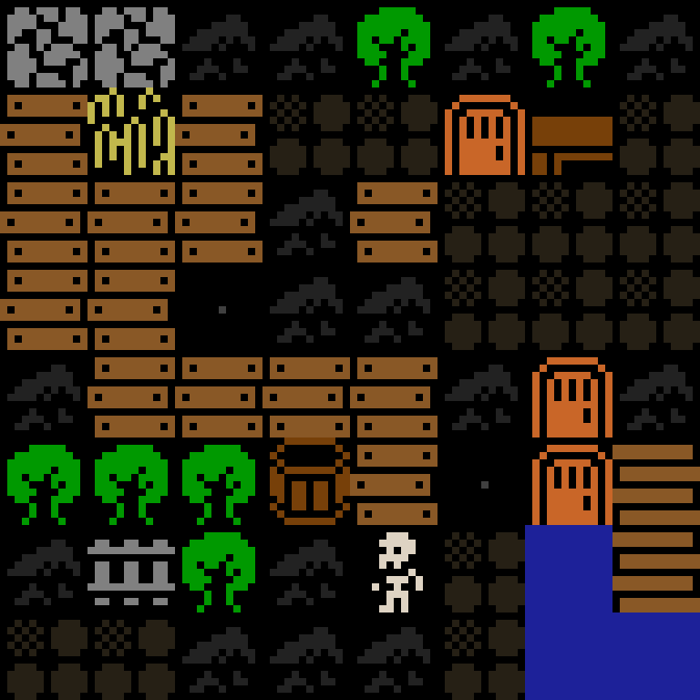 Cell by cell, version 5, medieval village, frontier order, 8 by 8 cells.