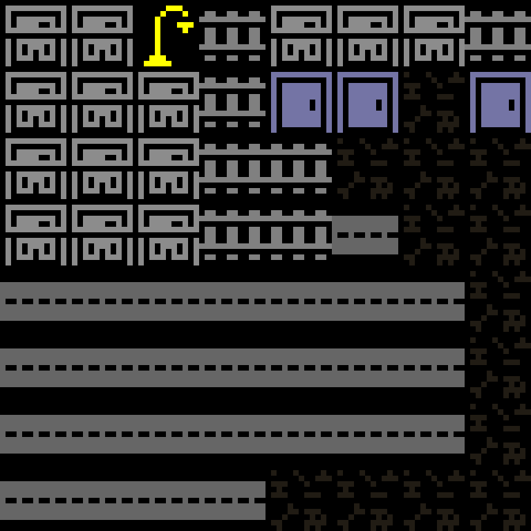 Cell by cell, version 5, cyberpunk block, branching order, 8 by 8 cells.