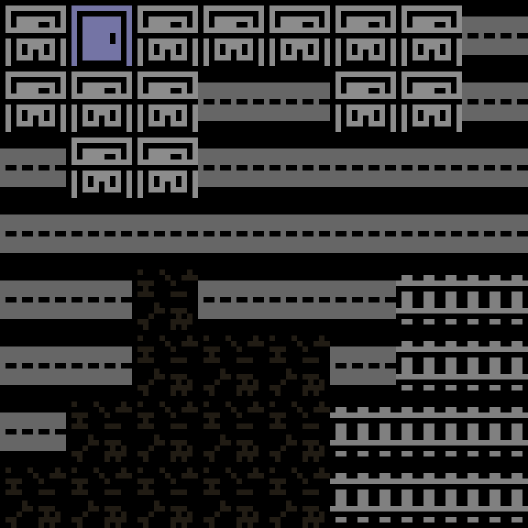 Cell by cell, version 6, cyberpunk block, clustered order, 8 by 8 cells.