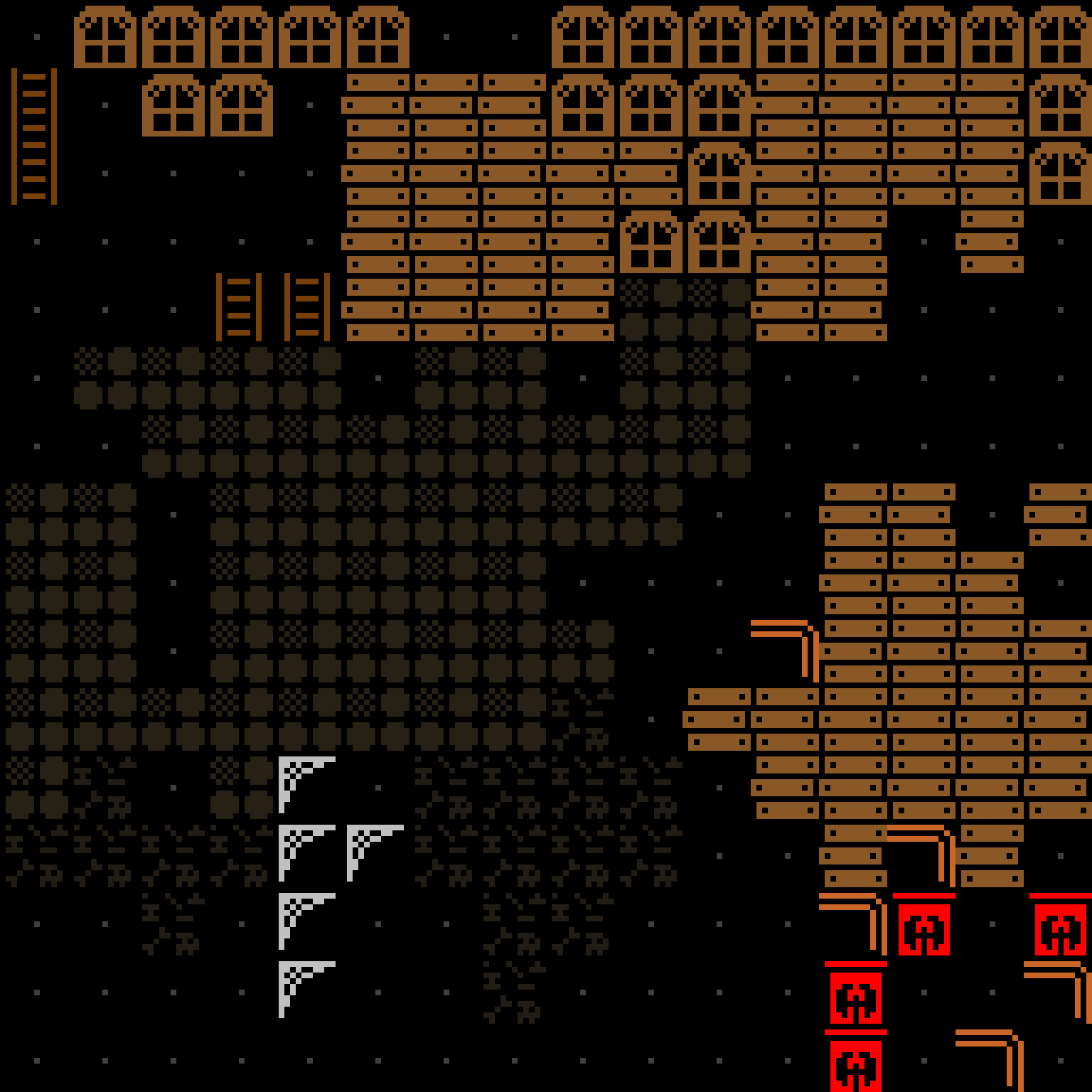 Cell by cell, version 6, haunted mansion, clustered order, 16 by 16 cells.