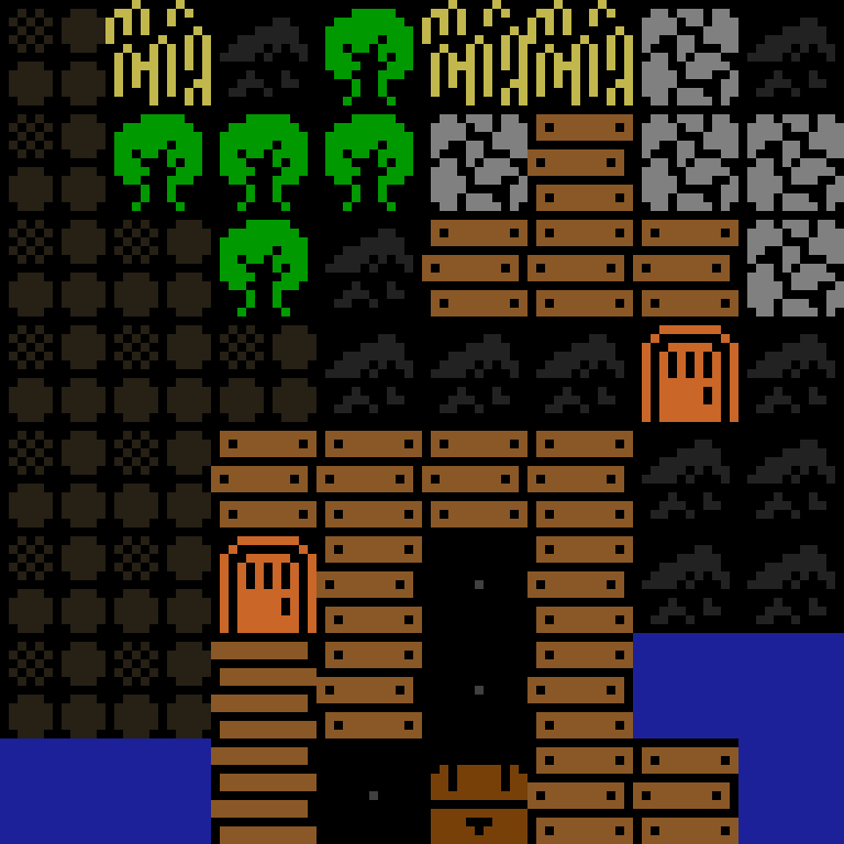 Cell by cell, version 6, medieval village, frontier order, 8 by 8 cells.