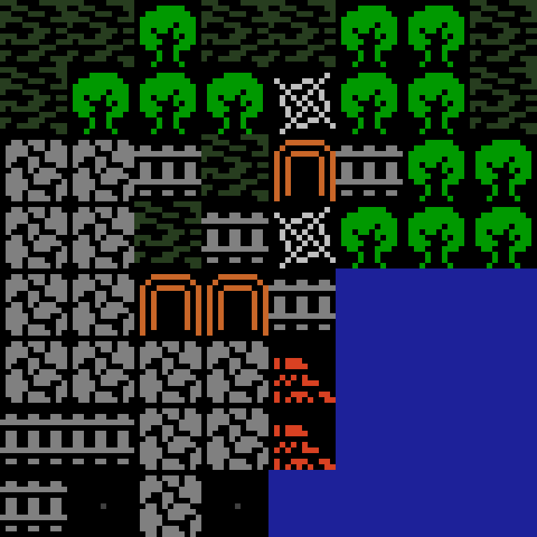 Cell by cell, version 6, jungle temple, clustered order, 8 by 8 cells.