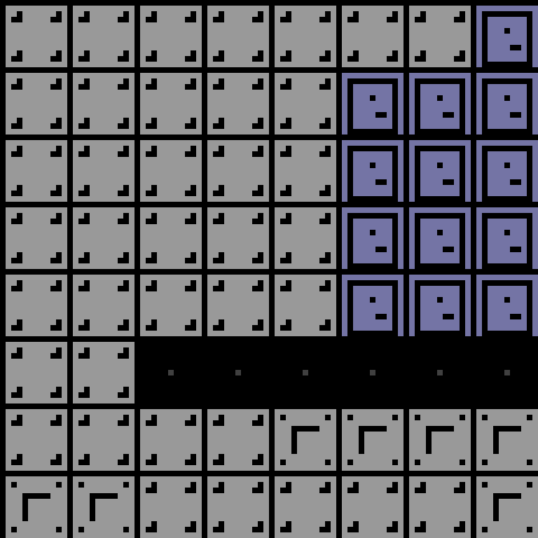 Cell by cell, version 6, space station, spiral order, 8 by 8 cells.
