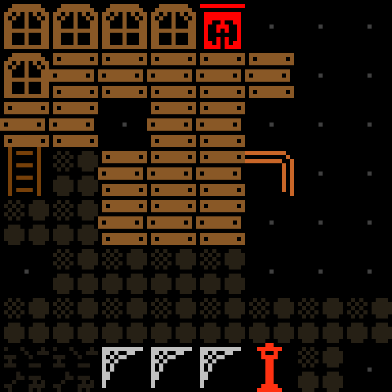 Cell by cell, version 6, haunted mansion, spiral order, 8 by 8 cells.