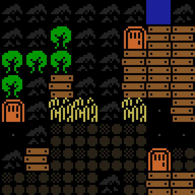 Cell by cell, version 6, medieval village, frontier order, 8 by 8 cells.