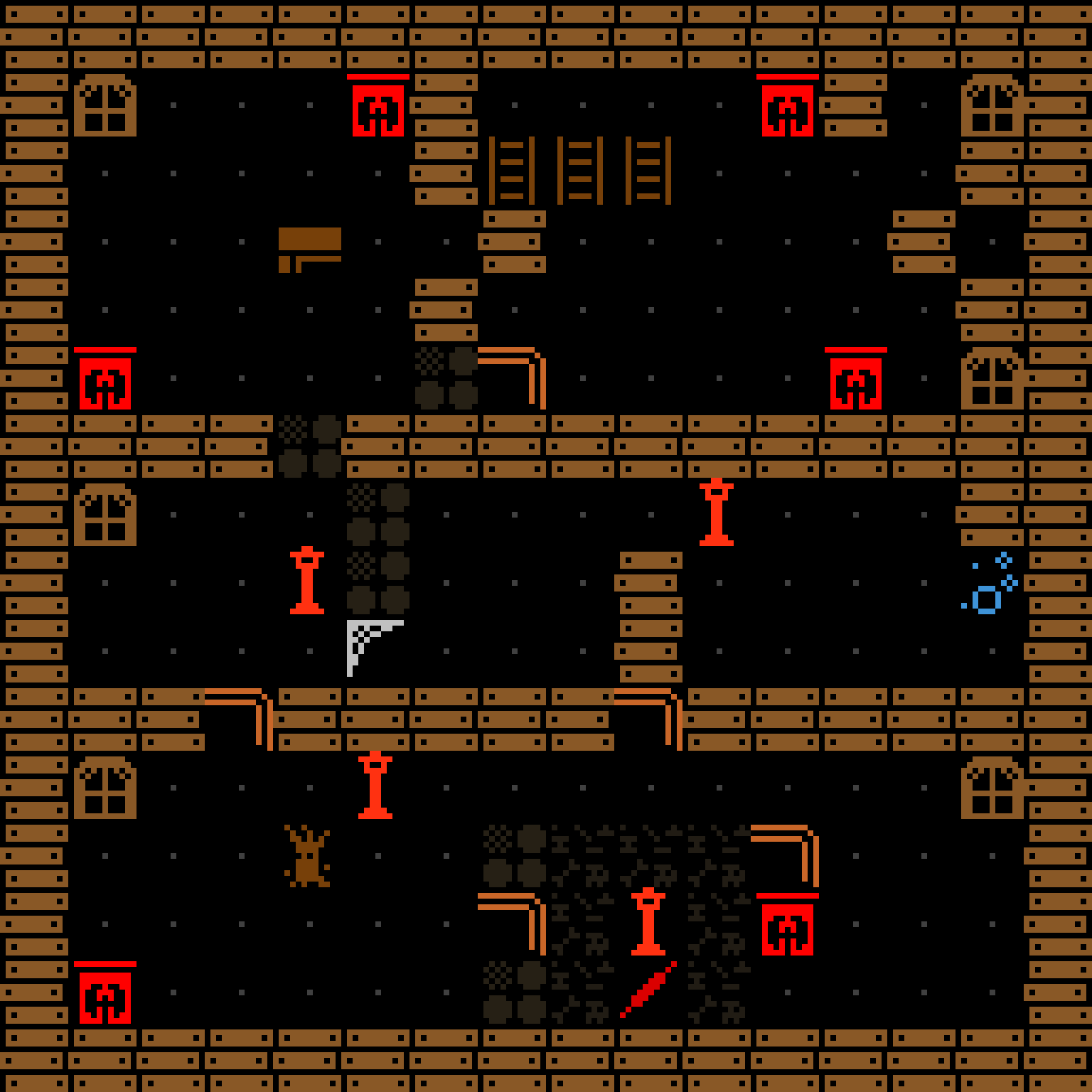 LLM, with version 7’s code, haunted mansion, clustered order, 16 by 16 cells.