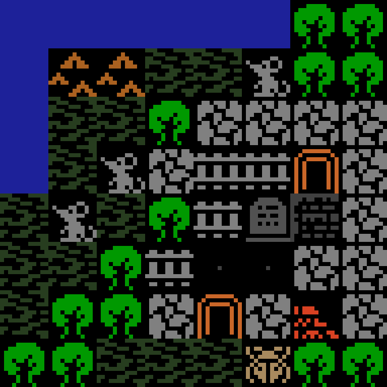 LLM, with version 7’s code, jungle temple, clustered order, 8 by 8 cells.