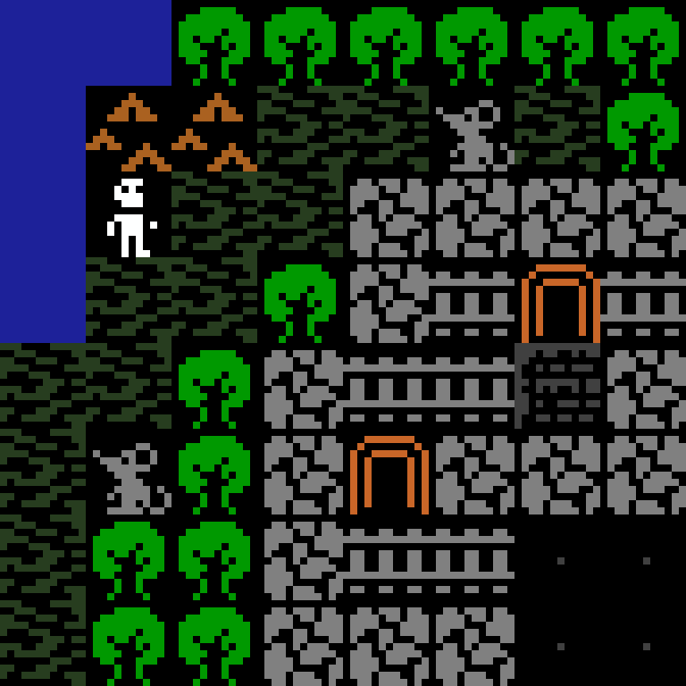 LLM, with version 7’s code, jungle temple, clustered order, 8 by 8 cells.