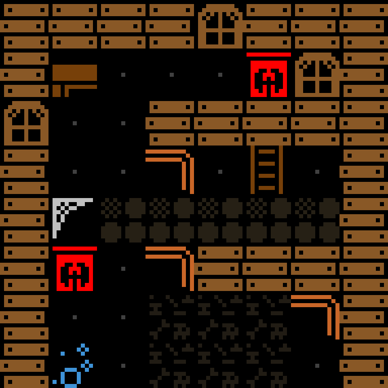 LLM, with version 7’s code, haunted mansion, spiral order, 8 by 8 cells.