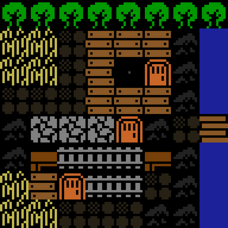LLM, with version 7’s code, medieval village, spiral order, 8 by 8 cells.
