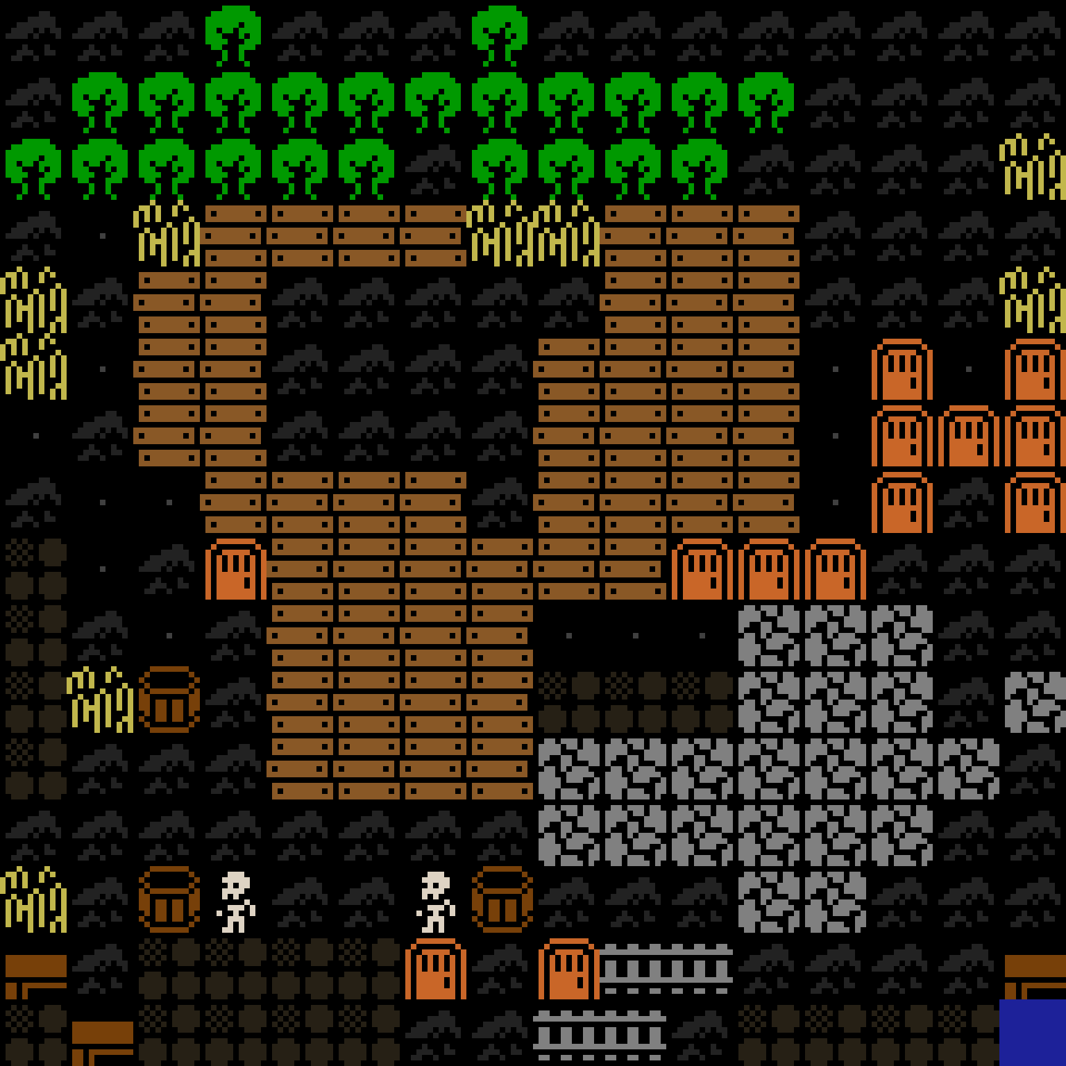 Cell by cell, version 7, medieval village, spiral order, 16 by 16 cells.
