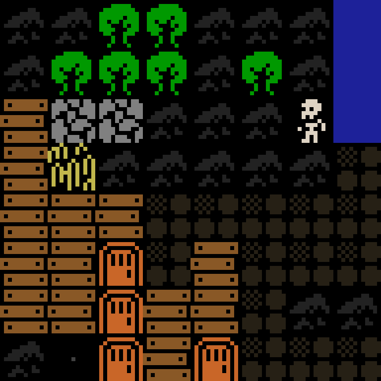 Cell by cell, version 7, medieval village, frontier order, 8 by 8 cells.