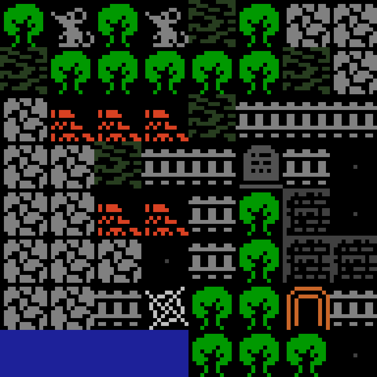 Cell by cell, version 7, jungle temple, clustered order, 8 by 8 cells.