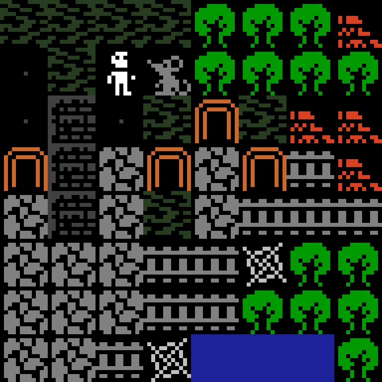 Cell by cell, version 7, jungle temple, clustered order, 8 by 8 cells.