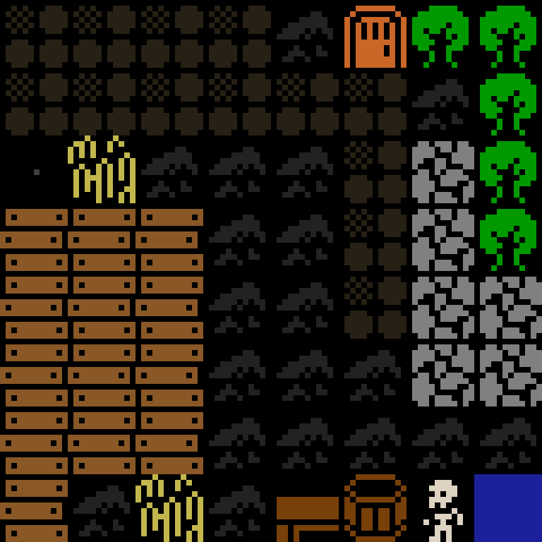 Cell by cell, version 7, medieval village, spiral order, 8 by 8 cells.