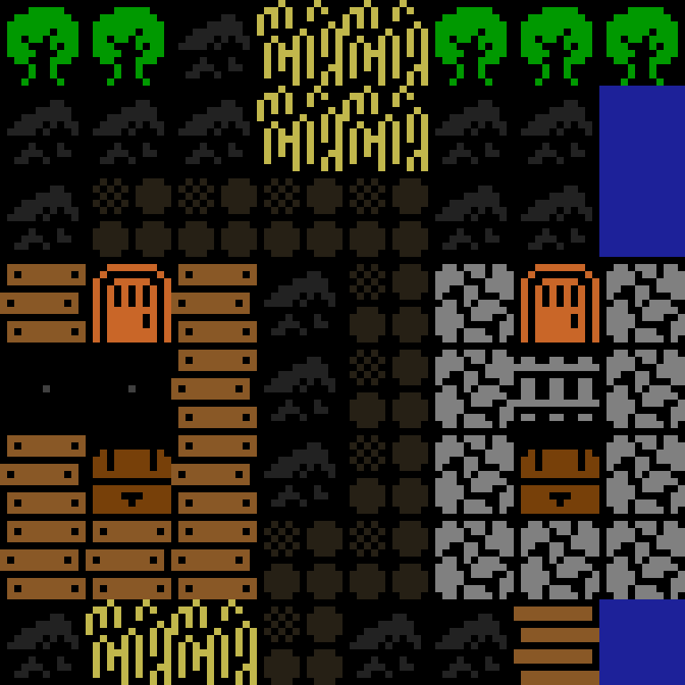 LLM, with version 8’s code, medieval village, frontier order, 8 by 8 cells.