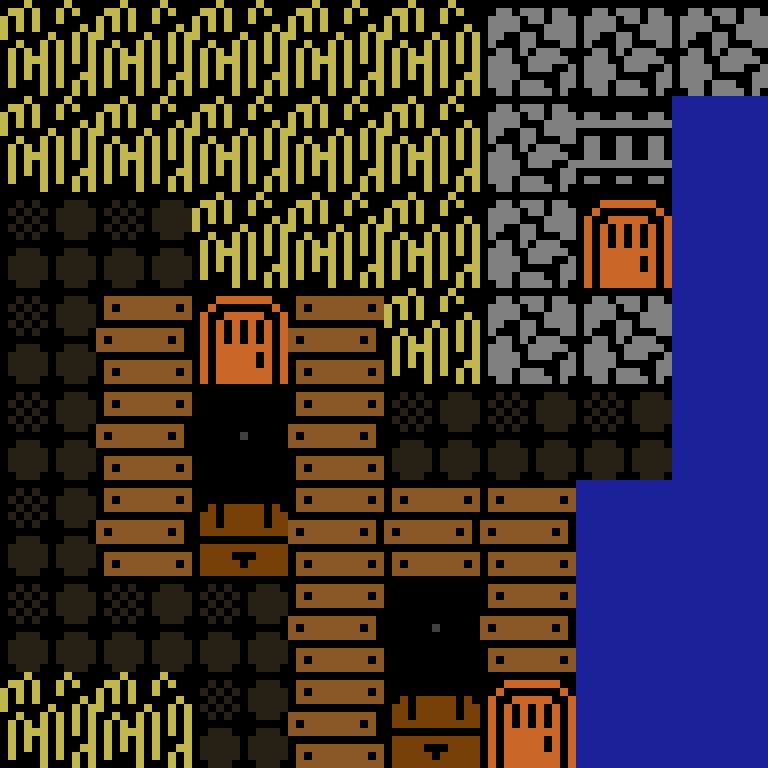LLM, with version 8’s code, medieval village, spiral order, 8 by 8 cells.