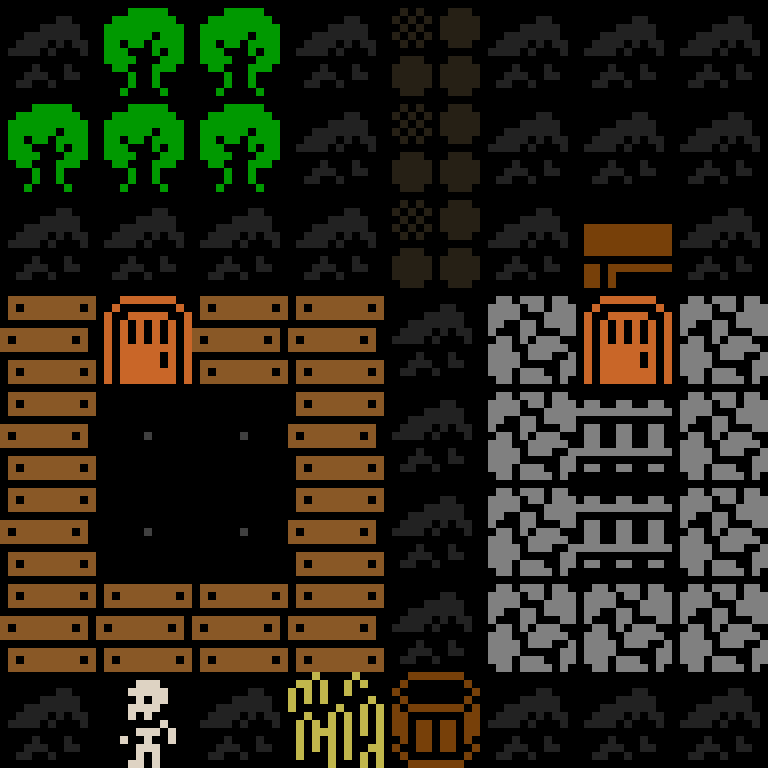 Cell by cell, version 8, medieval village, frontier order, 8 by 8 cells.