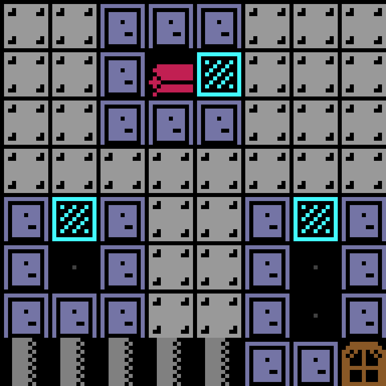 Cell by cell, version 8, space station, spiral order, 8 by 8 cells.