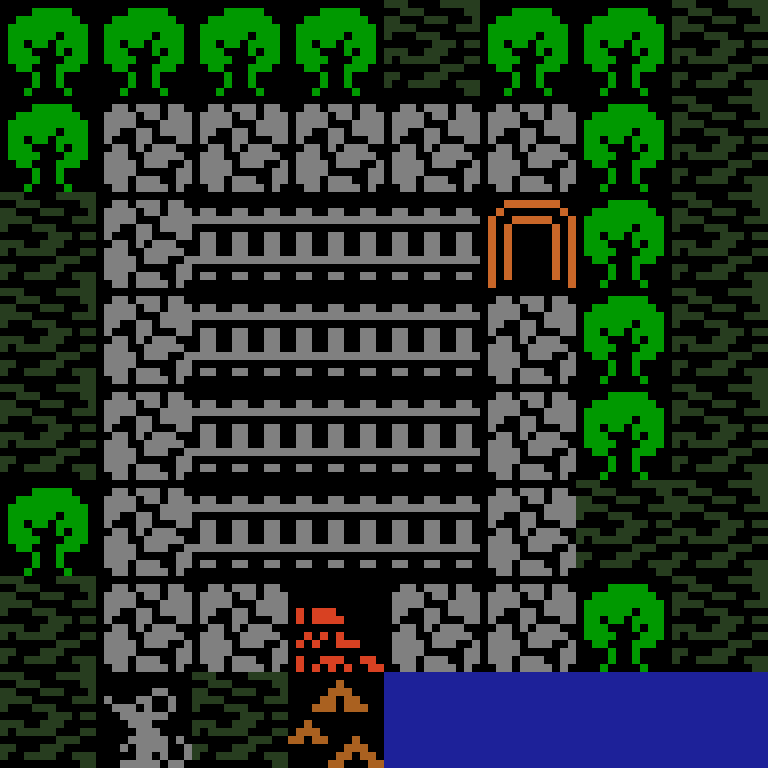 Cell by cell, version 8, jungle temple, spiral order, 8 by 8 cells.