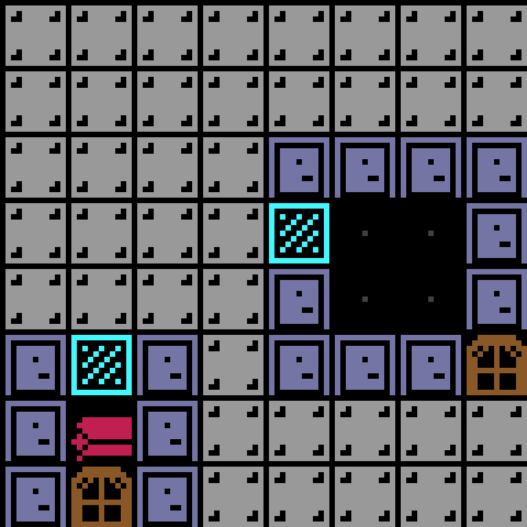 Cell by cell, version 8, space station, spiral order, 8 by 8 cells.