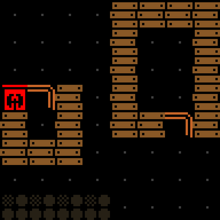 Cell by cell, version 8, haunted mansion, spiral order, 8 by 8 cells.