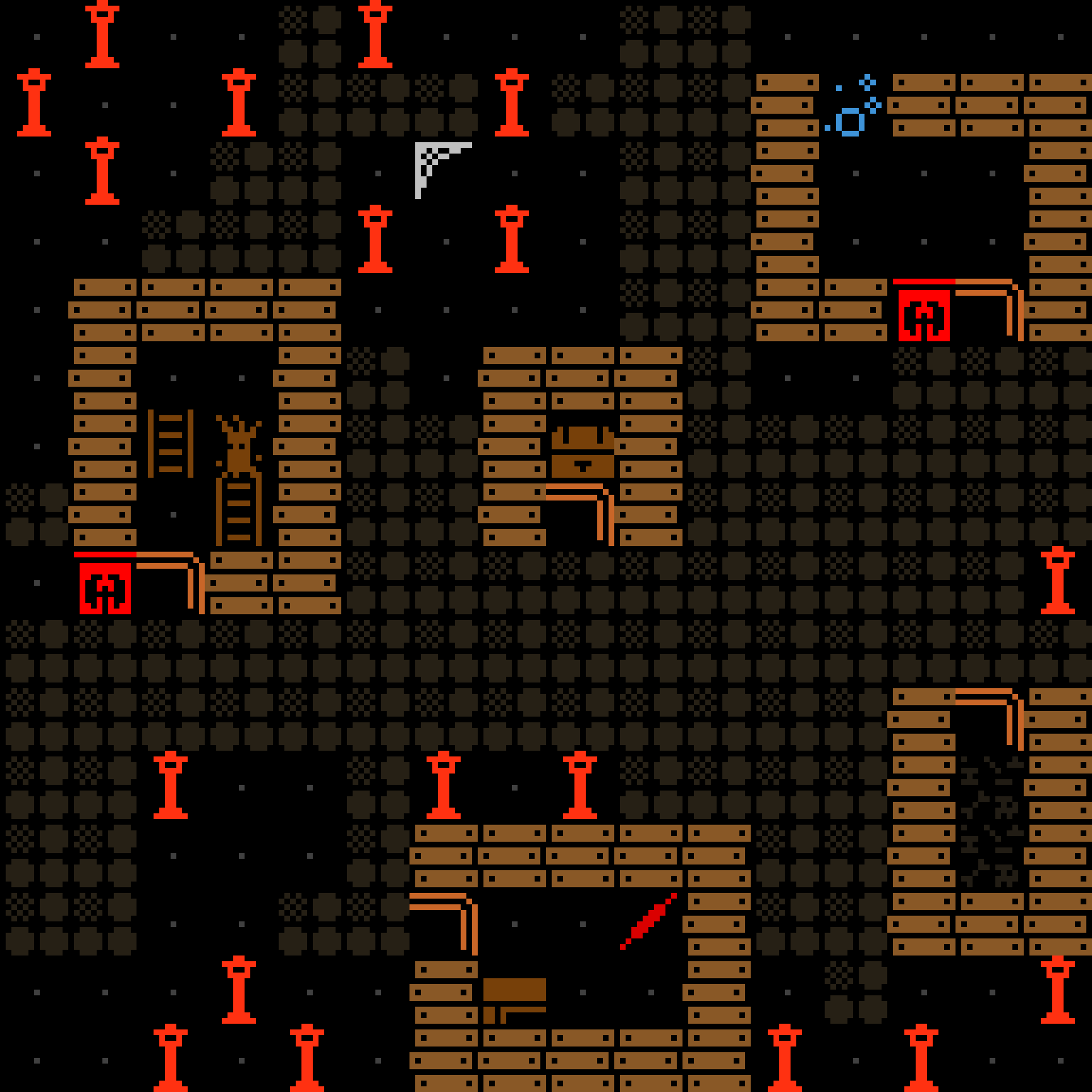 Cell by cell, version 9, haunted mansion, clustered order, 16 by 16 cells.