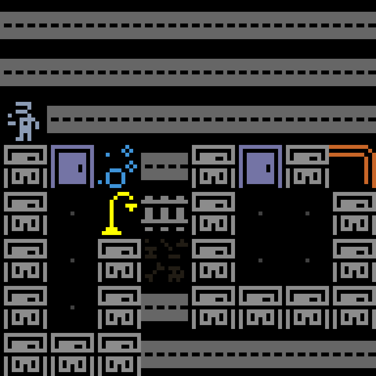 Cell by cell, version 9, cyberpunk block, spiral order, 8 by 8 cells.