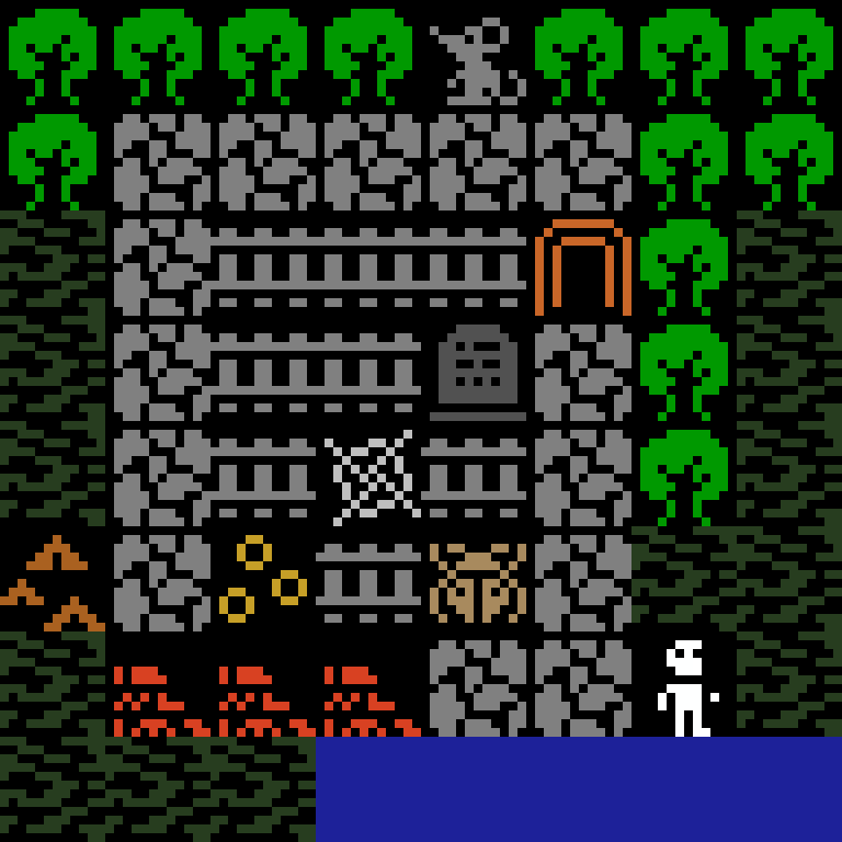 Cell by cell, version 9, jungle temple, spiral order, 8 by 8 cells.