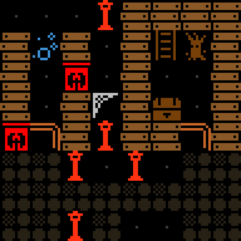 Cell by cell, version 9, haunted mansion, spiral order, 8 by 8 cells.