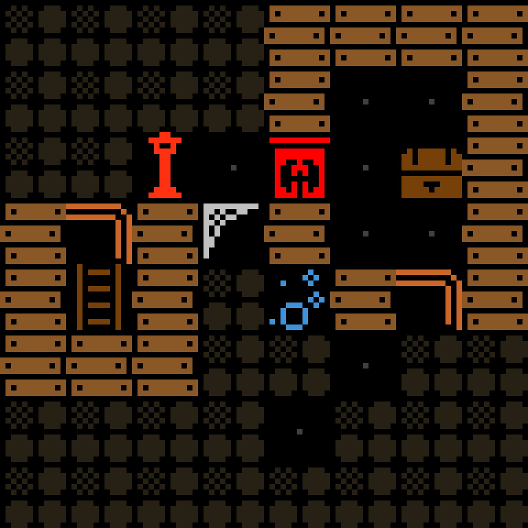 Cell by cell, version 9, haunted mansion, spiral order, 8 by 8 cells.